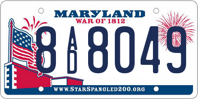 MD license plate 8AD8049