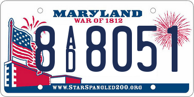MD license plate 8AD8051