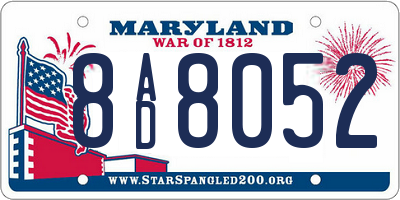 MD license plate 8AD8052