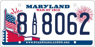 MD license plate 8AD8062