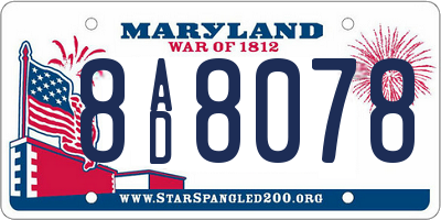 MD license plate 8AD8078