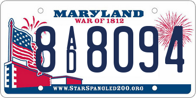 MD license plate 8AD8094