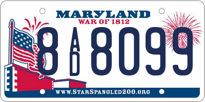 MD license plate 8AD8099