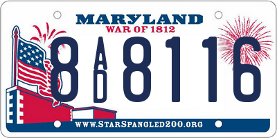 MD license plate 8AD8116
