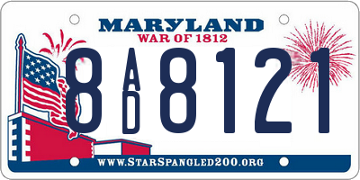 MD license plate 8AD8121