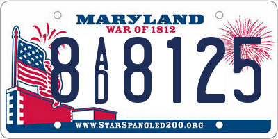 MD license plate 8AD8125