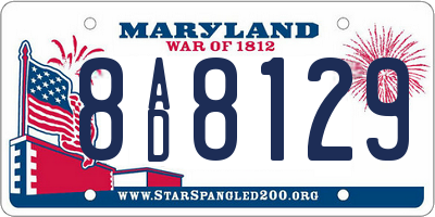MD license plate 8AD8129
