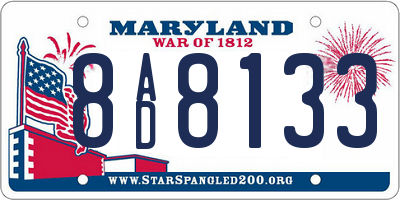 MD license plate 8AD8133