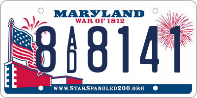 MD license plate 8AD8141