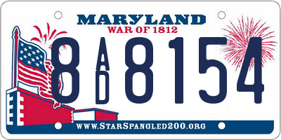 MD license plate 8AD8154