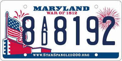 MD license plate 8AD8192
