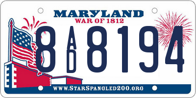 MD license plate 8AD8194