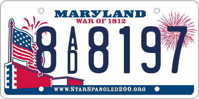 MD license plate 8AD8197