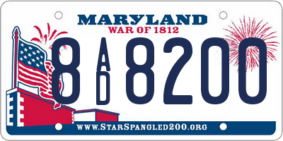 MD license plate 8AD8200