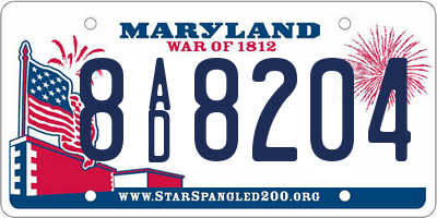 MD license plate 8AD8204