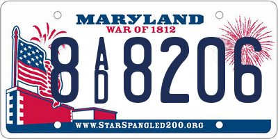 MD license plate 8AD8206