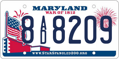 MD license plate 8AD8209