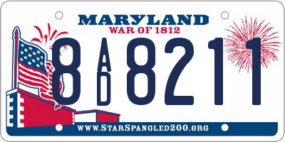 MD license plate 8AD8211