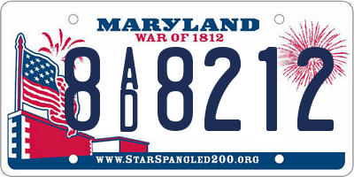 MD license plate 8AD8212