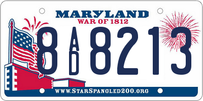 MD license plate 8AD8213