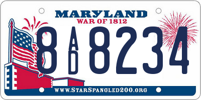 MD license plate 8AD8234