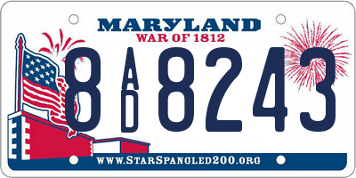 MD license plate 8AD8243