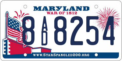MD license plate 8AD8254