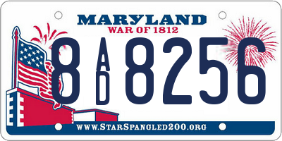 MD license plate 8AD8256