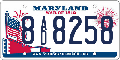 MD license plate 8AD8258