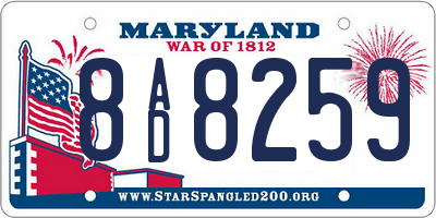 MD license plate 8AD8259