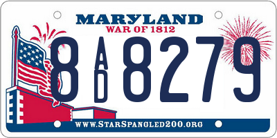 MD license plate 8AD8279
