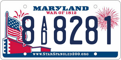 MD license plate 8AD8281