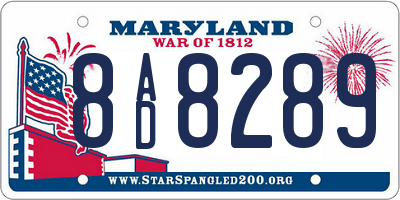 MD license plate 8AD8289
