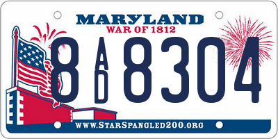 MD license plate 8AD8304