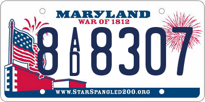 MD license plate 8AD8307