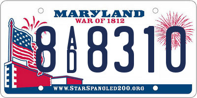 MD license plate 8AD8310