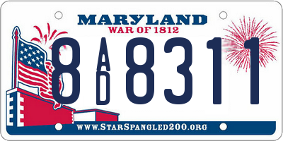 MD license plate 8AD8311