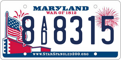 MD license plate 8AD8315