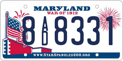 MD license plate 8AD8331