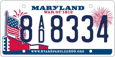 MD license plate 8AD8334