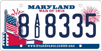 MD license plate 8AD8335