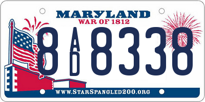 MD license plate 8AD8338