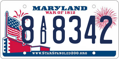 MD license plate 8AD8342