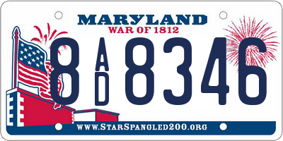 MD license plate 8AD8346