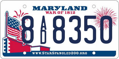 MD license plate 8AD8350