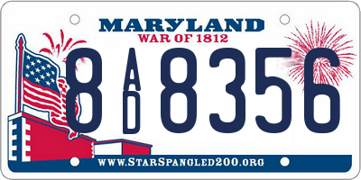 MD license plate 8AD8356