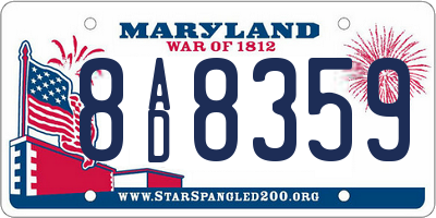 MD license plate 8AD8359