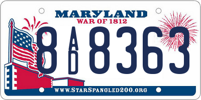 MD license plate 8AD8363