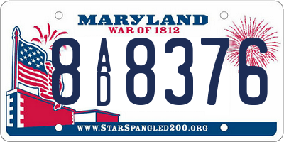MD license plate 8AD8376