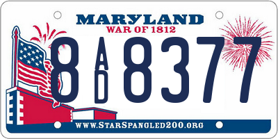 MD license plate 8AD8377